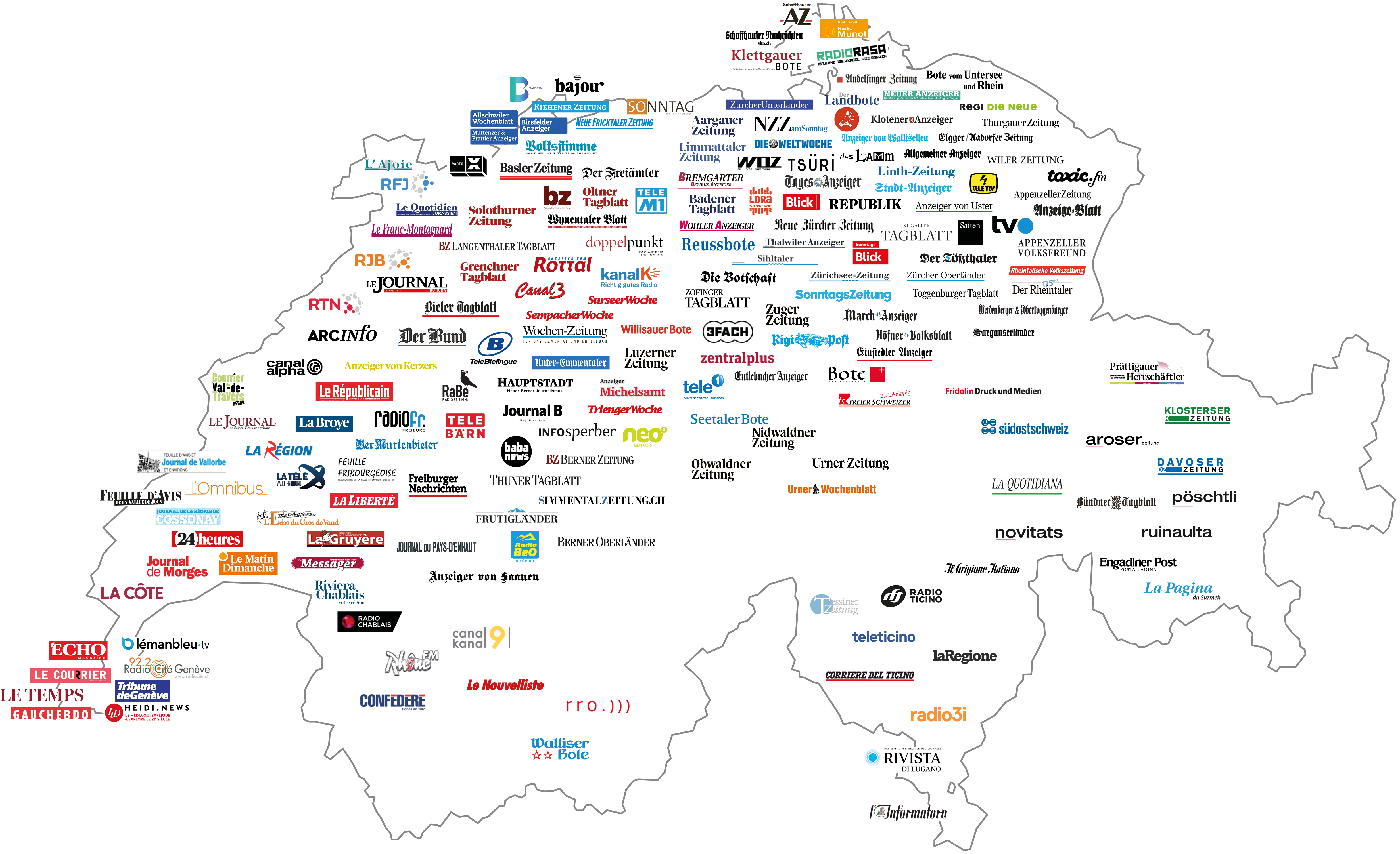 Karte der Schweizer Medienlandschaft